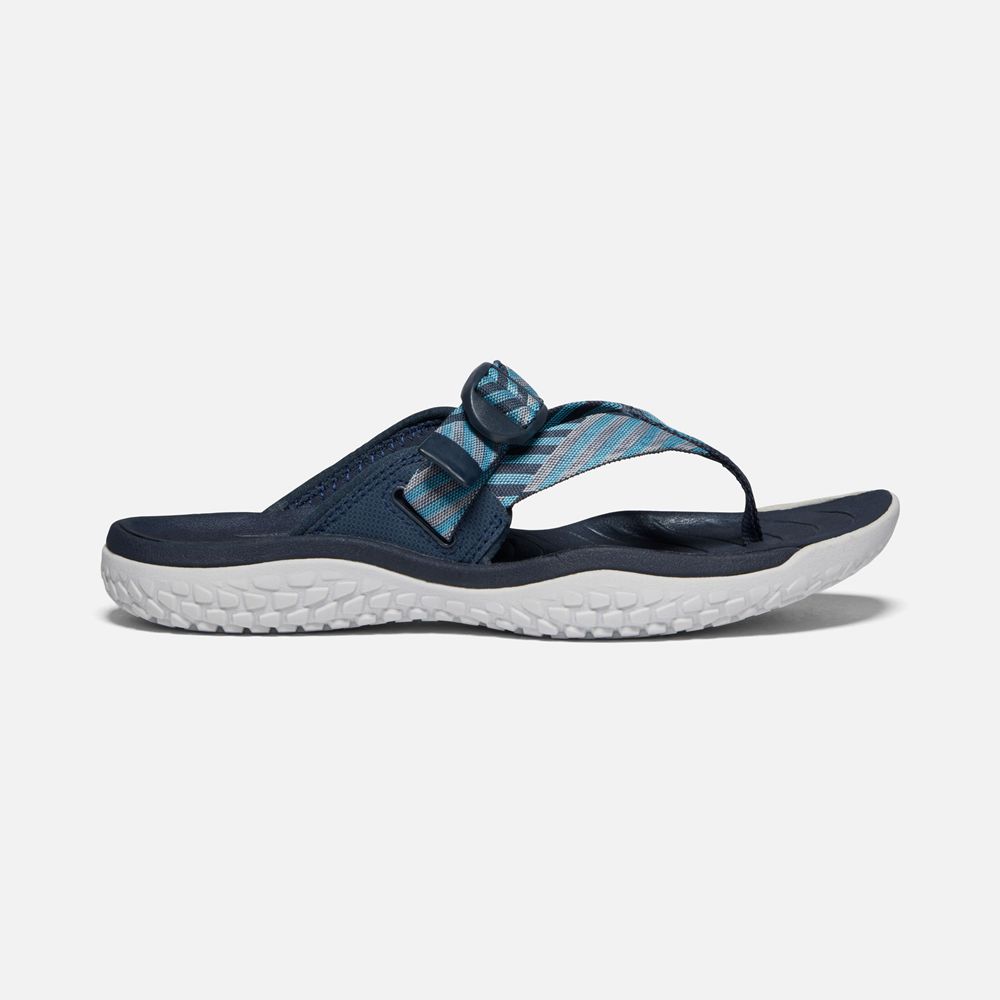 Tong Keen Femme Bleu Marine/Blanche | Solr Toe Post Sandal | IJGMA-3674